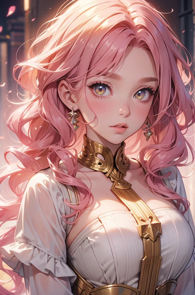 Big and beautiful pink hair, curly hair ; break; yellow eyes, rosto angelical, gorgeous face, blushed face; rosto ultra detaild; break ; I'm wearing pajamas, wearing black leggings, wearing high brown leather boots, choker ; break ; (best qualityer), ((ultra detaild)), (best resolution, ( 4K ) soft strokes, role model, work of art, closes ; break ; ( dimly lit room in the background)
