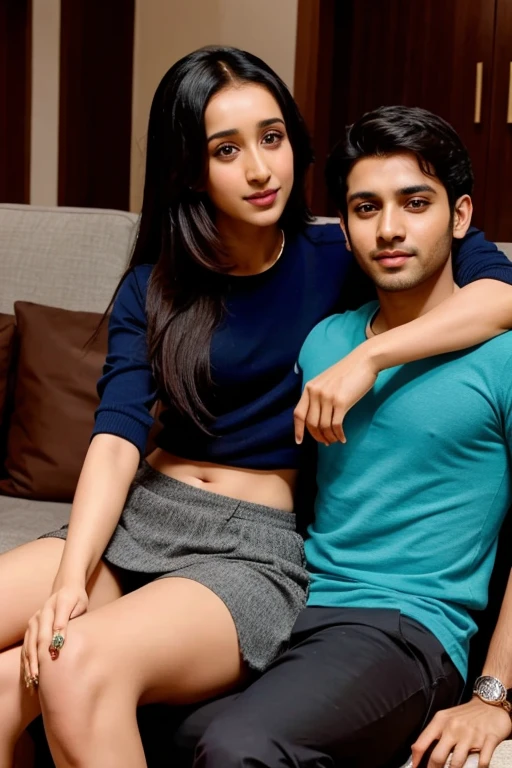 Shraddha Kapoor seating on a boy’s lap on his leg detailed 