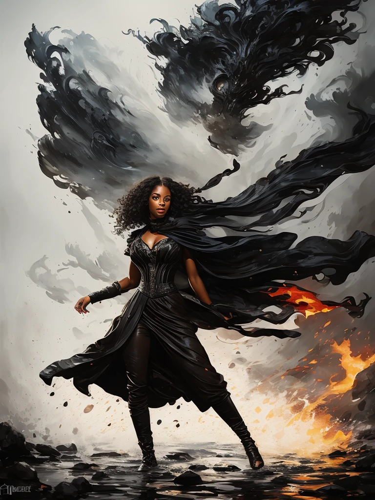 ((full body)) Victorian Hungarian black woman Woman of the 19th century, Hazel eyes, Red lips, Nice features, perfect face, perfect eyes, closed mouth, Wadim Kashin, James gurney, ink, Splash Art", Amazing beauty, Royo, after sexing, Super detailed splash art modern European ink painting, masterpiece, ultra HD