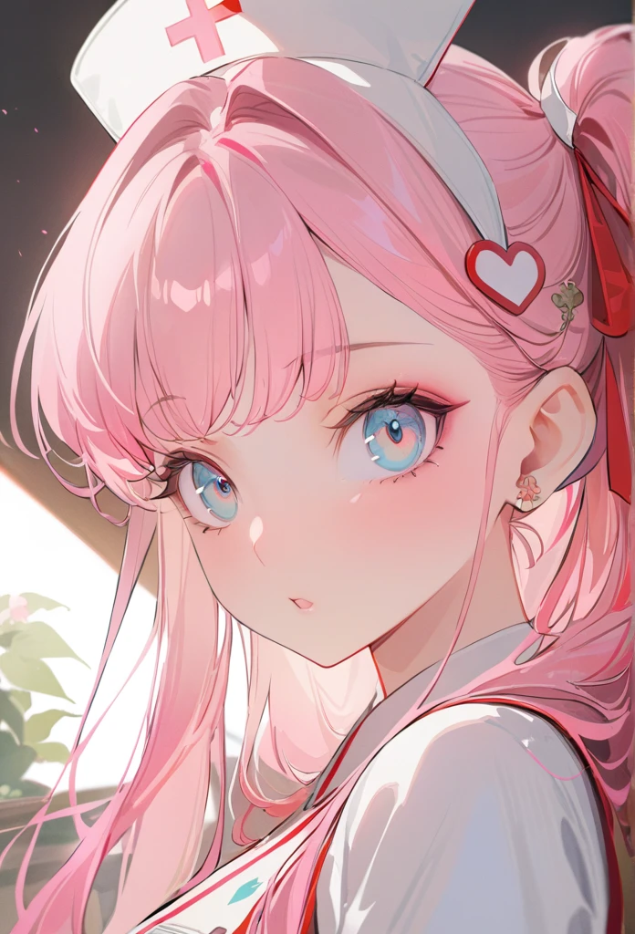 nurse,a beautiful tall nurse with flowing long red hair, close-up, (best quality,4K,8k,highres,masterpiece:1.2),ultra-detailed,ultra-fine painting,sharp focus,(Antique style, Girl: 1.2, Pink Hair: 1.1, blue eyes: 1.1, big eyes)