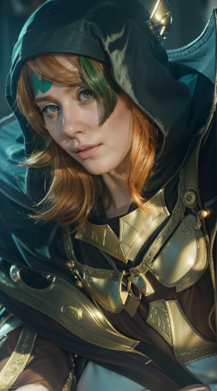 a redheaded woman with bright green eyes, beautiful detailed eyes, beautiful detailed lips, extremely detailed eyes and face, long eyelashes, portrait, photorealistic, cinematic lighting, dramatic lighting, vibrant colors, detailed skin texture, intricate details, realistic, photo-realistic, highly detailed, award winning, (best quality,4k,8k,highres,masterpiece:1.2),ultra-detailed,(realistic,photorealistic,photo-realistic:1.37)