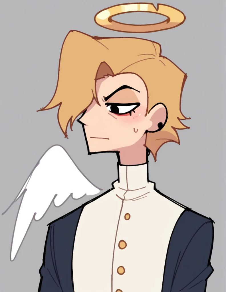 zPDXL, score_9, score_8_up, score_7_up, source_anime, BREAK
sketch, flat color, 1guy, solo, black eyes, vivziepop, helluva boss, portrait, hair over one eye, priest, angel wings