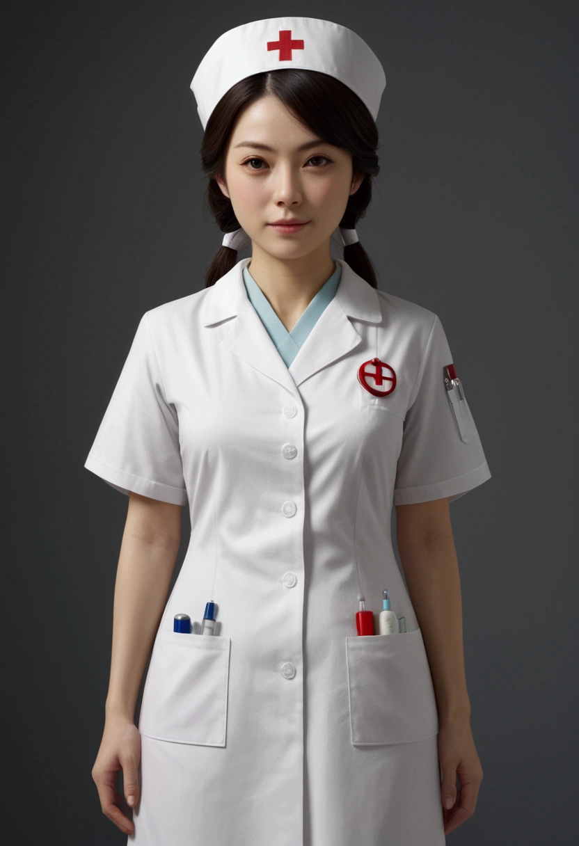 Nurse, full body, by Atey Ghailan, cinematic still, (best quality, masterpiece), very aesthetic, perfect composition, photorealistic, intricate details, ultra-detailed, vivid colors