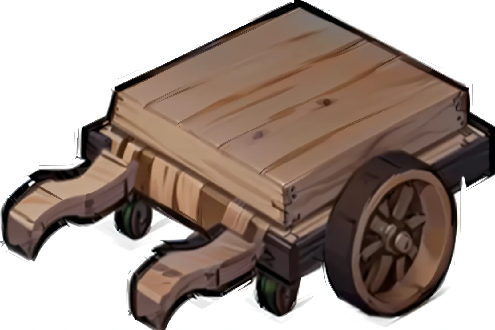 Cartoon image of a cart with and wooden seat, Minecart, Role Playing Game Items, Role Playing Game Items, Game assets, Random Details, RPG Inventory Items, Object Art, Rendering Art, Concept Art, Concept Art, mobile Game assets, Plate Chest, Game Icon Assets, wooden platforms, Back-mounted cannon, Ambulance, Very flat shadows