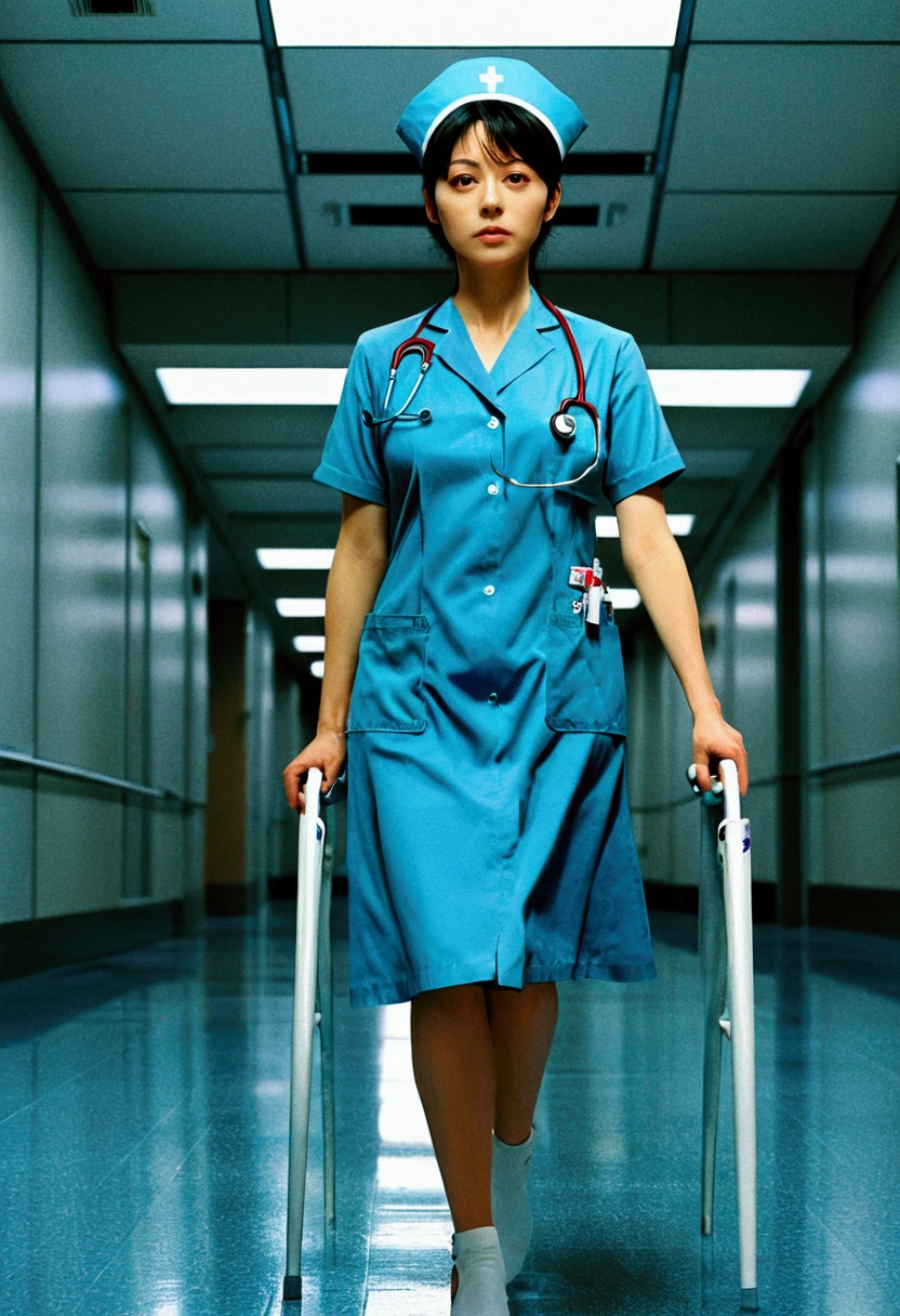 Nurse, full body, by Naoki Urasawa, cinematic still, (best quality, masterpiece), very aesthetic, perfect composition, photorealistic, intricate details, ultra-detailed, vivid colors