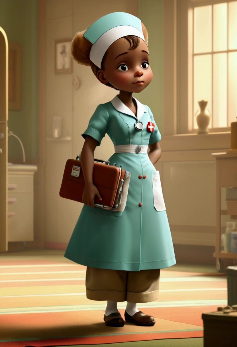 Nurse, full body, by Tang Yau Hoong, cinematic still, (best quality, masterpiece), very aesthetic, perfect composition, photorealistic, intricate details, ultra-detailed, vivid colors