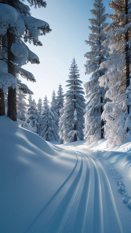 Masterpiece, best quality, high quality, highly detailed CG unity 8k wallpaper, coniferous forest, silence, towering conifers covering the forest floor, severe cold climate, serene beauty, snow, winter, mild summer, breeze, Conifers, branches, bokeh, depth of field, HDR, bloom, chromatic aberration, photorealistic, extremely detailed, popular on artstation, popular on CGsociety, complex, high detail, dramatic, art midway
