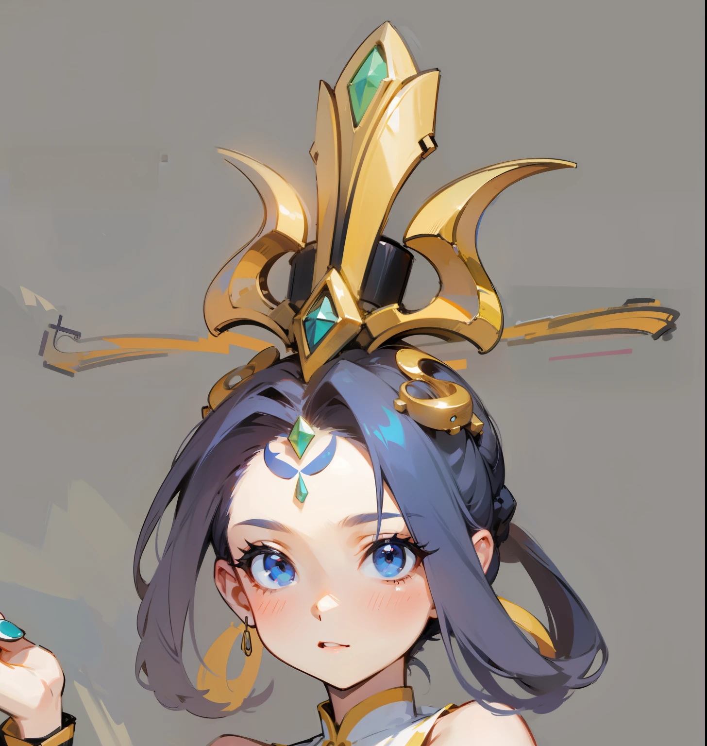 Beautiful girl's head with hair details and metal details