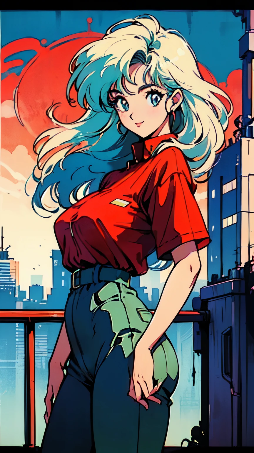 (80's, Retro, City Pop Poster:1.5), (Album cover), (masterpiece, Highest quality), (anime, figure),
Best Photo Poses, Dynamic Angle, Cowboy Shot, blonde Russian girl, 19 years old, Large Breasts, Wide Hips, Perky ass, Round ass,
girl, alone, smile, A perfect eye for detail, Delicate face, blue eyes,
High Fashion,