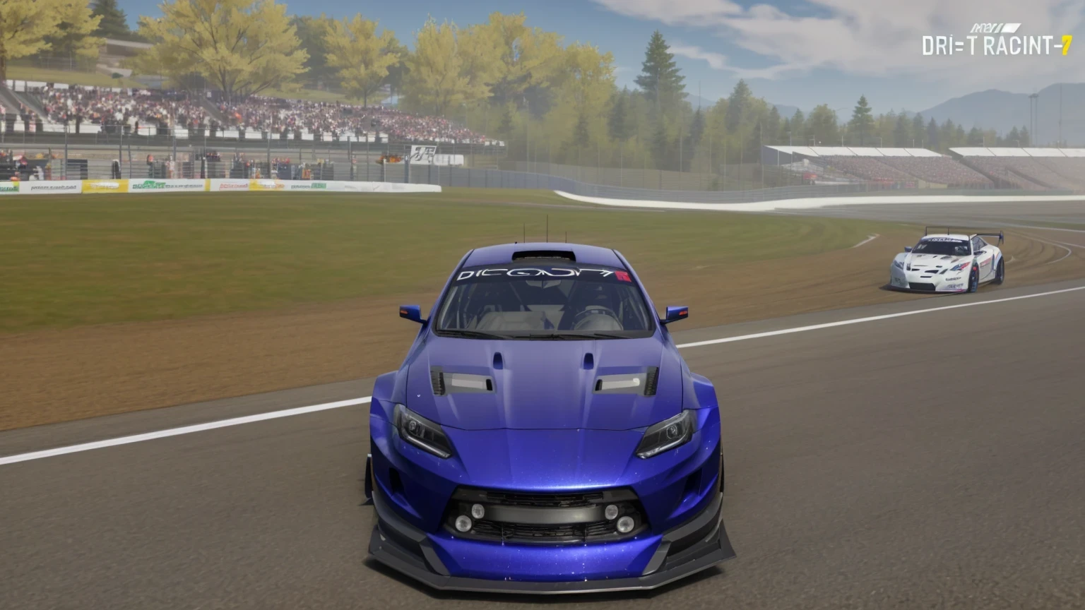 a close up of a car driving on a race track, japanese drift car, in-game, in - game.