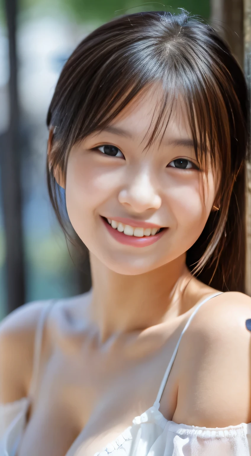 masterpiece,best quality,(Japanese girl),((Beautiful girl)),cleavage,(off shoulder:1.2),(perfect body beauty:1.2),(shy smile),beautiful teeth,From slightly above