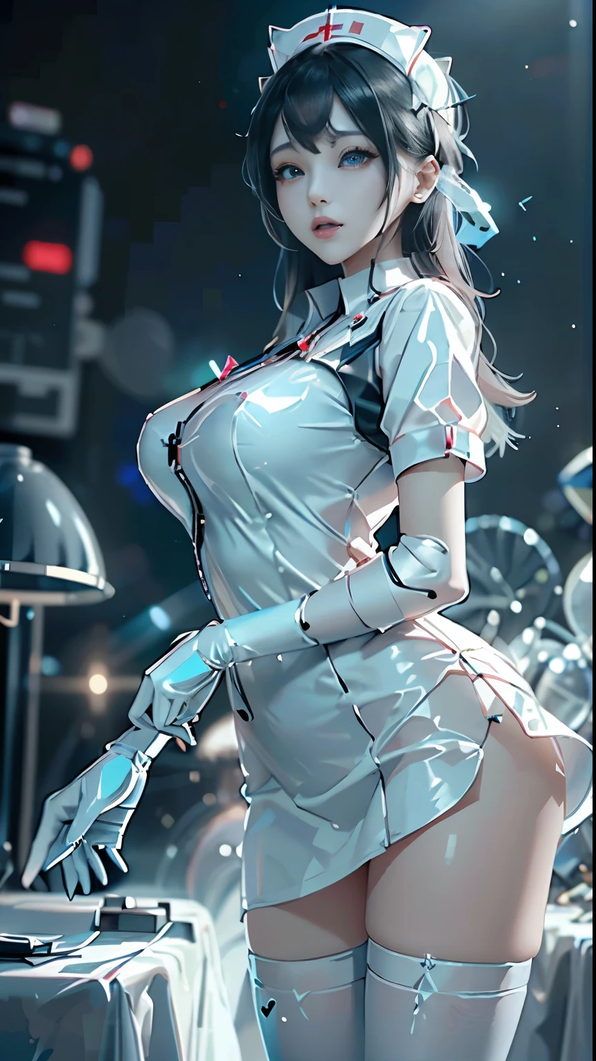 (quality)), ((masterpiece)), Recommended resultsluffly、(see through:1.5)、all the way backward、(Keep hips forward:1.)、angle to floor:1.2、low camera angle、There is white liquid flowing out of the crotch、Whole body facing the camera,Hair can be seen on the crotch,White skin,light pink latex,huge upper body,huge bust,Nurse,looking at the audience, Shy, Smile,White transparent skin,