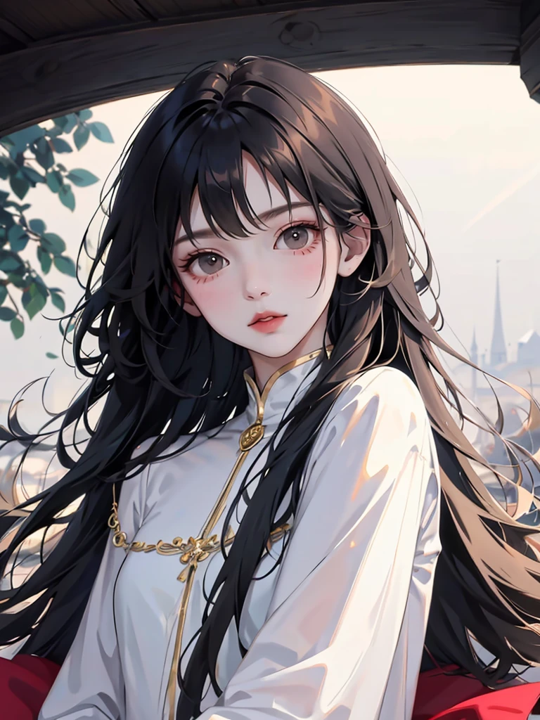 (flat color:1.1),(masterpiece:1.2), original, medium length straight black hair, mature girl
