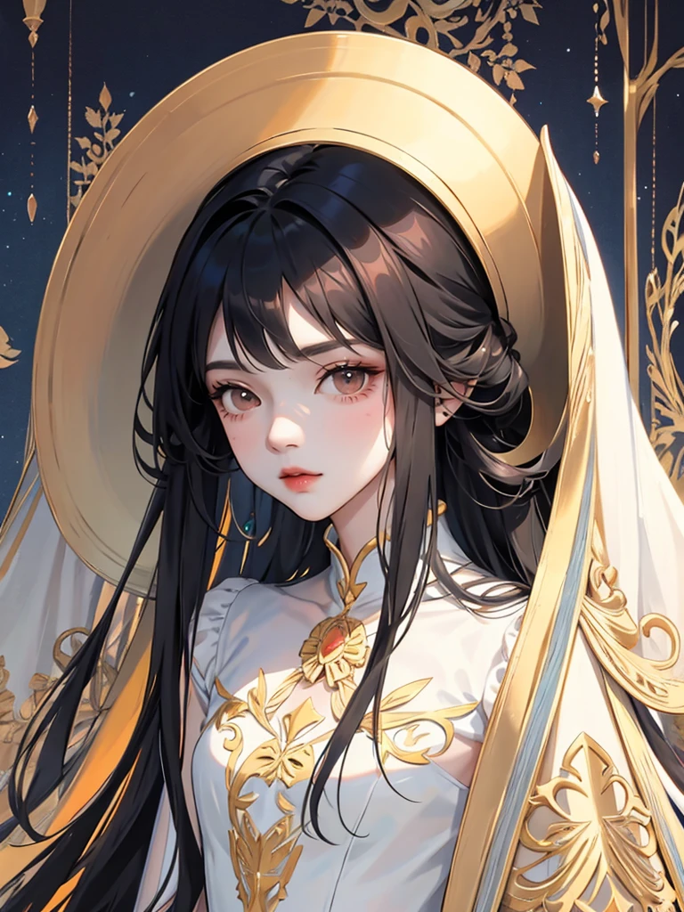 (flat color:1.1),(masterpiece:1.2), original, medium length straight black hair, mature girl