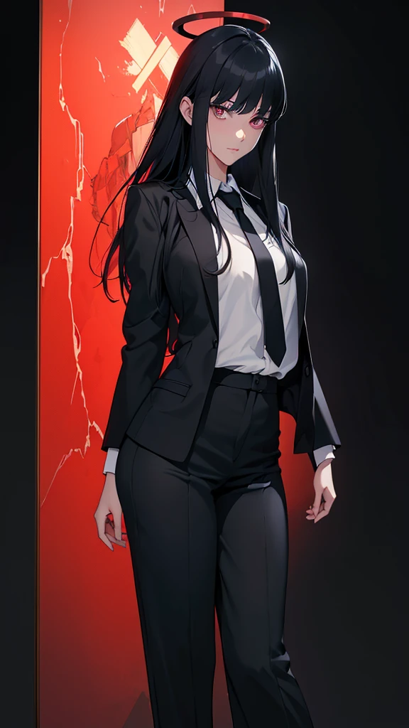 masterpiece, best quality, <lora:rosanna-nikke-richy-v1:1> rosanna \(nikke\), standing, business suit, cowboy shot, red eyes, ascot, crossed arms
