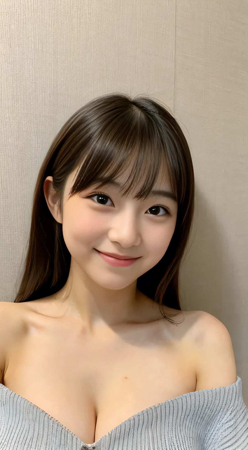 masterpiece,best quality,(Japanese girl),((Beautiful girl)),cleavage,(off shoulder:1.2),(perfect body beauty:1.2),(shy smile),