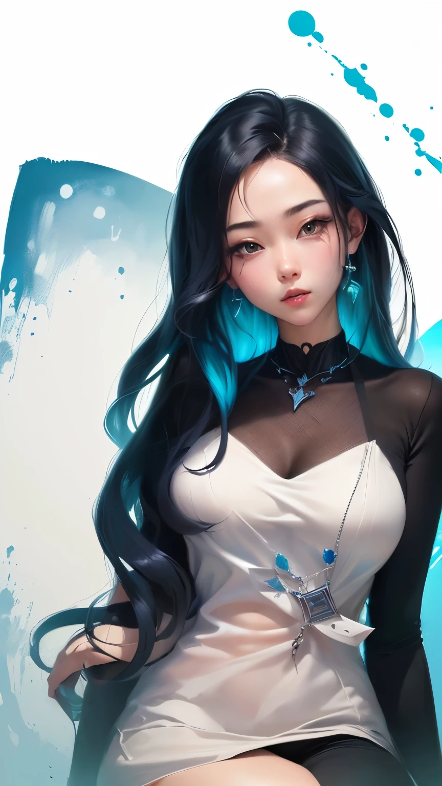 A painting of a woman with long hair and a necklace, perfect Line Art, clean Line Art, bold Line Art, simple Line Art, 美丽的Line Art, thick black Line Art, Line Art, thick Line Art, Line Art behance hd, 粗Line Art, 黑白Line Art, extremely fine ink Line Art, 简单的Line Art, Clear anime silhouette