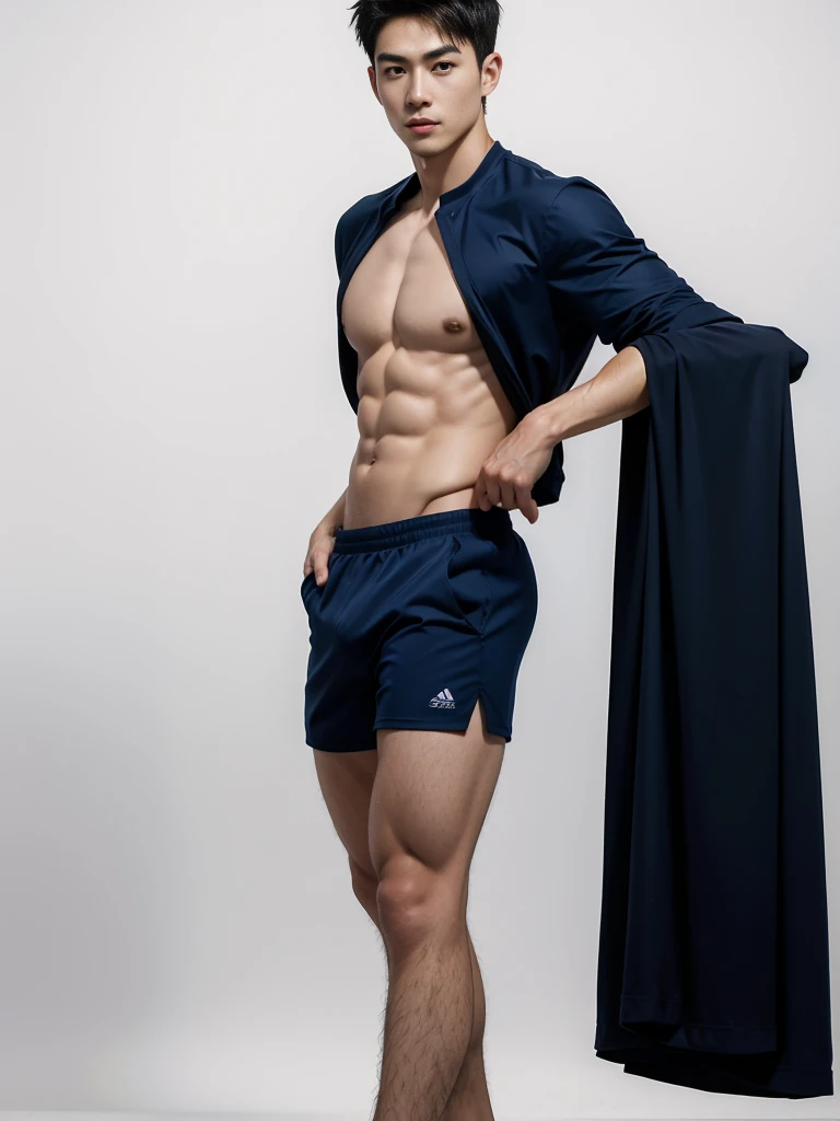 1 Handsome naked Japanese guy ,Sexy pose, A 20 year-old man wearing a Bare chest shirt and Excellent shorts stands against a white background, navy Blue, navy Blue, Sports T-shirt, Blue, Excellent Sportswear, Gorgeous and sexy clothes, Sportswear, Short sleeve, Jinjinshen Blue clothes, Tall young man, Tennis suits, Wearing sportswear, dark Blue decorative clothing,male,Bare chest,Full chest muscles,Swelling of chest muscles,Six-pack,Hips, Handsome,High,Muscles look good,hairy body,Sexy expression, Wheat complexion,black eyes(thin eyes 1:3),Full body image, Excellent, perfect dick shape, Perfect hand details,Detailed you, , Mostly juicy ass, The opening of your legs