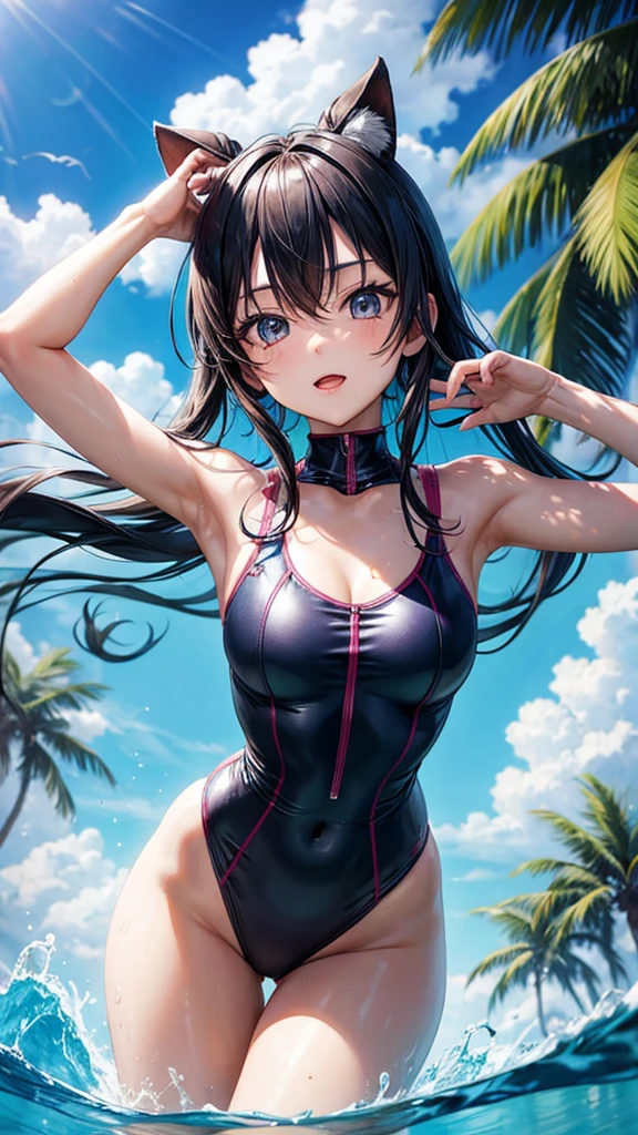 Group anime girls in cyber swim suits