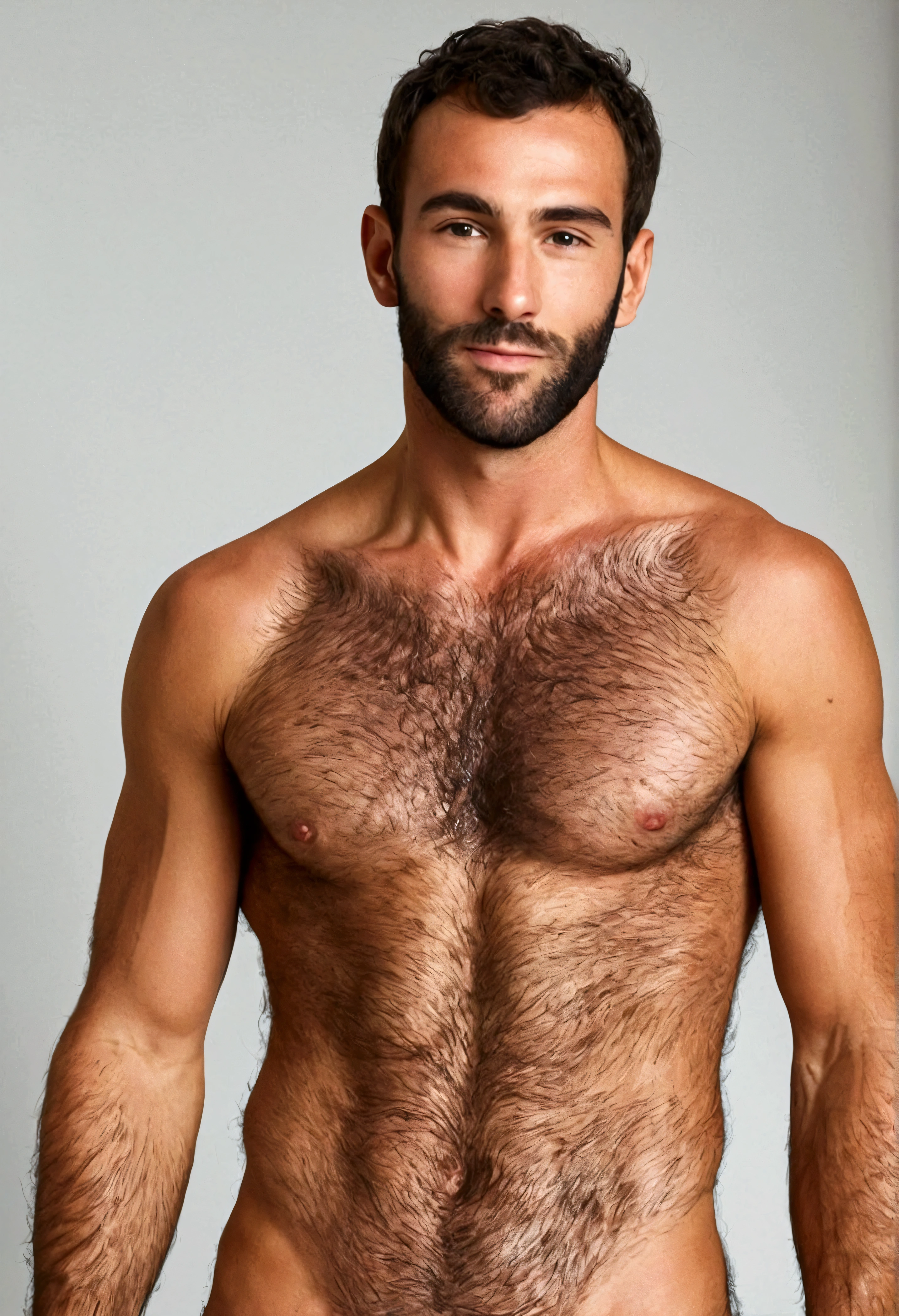 Man with body hair all over his body and a big penis 