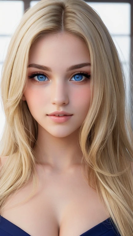 ((best quality)), ((masterpiece)), (detailed), perfect face, very attractive beautiful 19 years old blonde blue eyed spanish girl with medium long hair and clear blu eyes looking directli into camera, hot, sexy, pasport photo, beautifulest, round face, good chin, best propotions, high textured skin and hair, amazing blue eyes and blonde hair