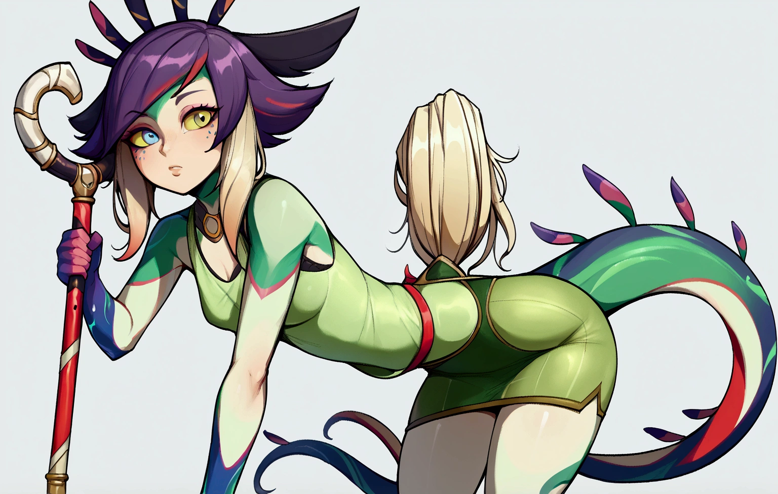 Neeko, score_9, score_8_up, score_7_up, score_6_up, score_5_up, score_4_up, BREAK 1girl, blonde hair, loose hair, swept bangs, blue eyes, long eyelashes, confused expression, bent over, blunt bangs, short, BREAK solo, small breasts, skinny, arched back, thigh gap, princess outfit, BREAK (snowy background:1.2), simple background, innocent, lovely, adorable,
