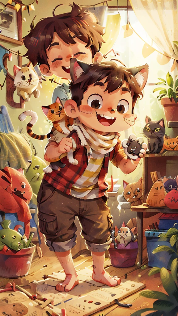 A cat in his hand,Happy Mood,Master picture quality