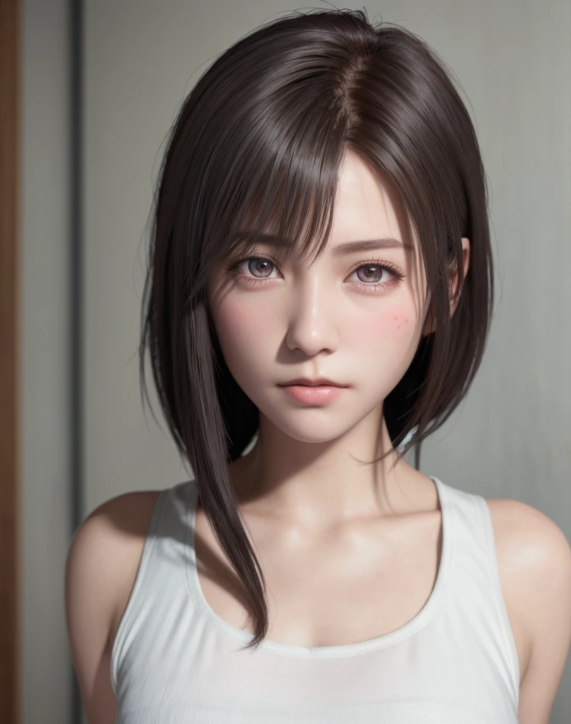 high quality picture, masutepiece, detailed hair texture, Detailed skin texture, Detailed Cloth Texture, 8K, Add fabric details, ultra detailed skin texture, ultra detailed photographic, Skin pores, Portrait of a girl, Wear a tank top, Add cloth details, High Ski...