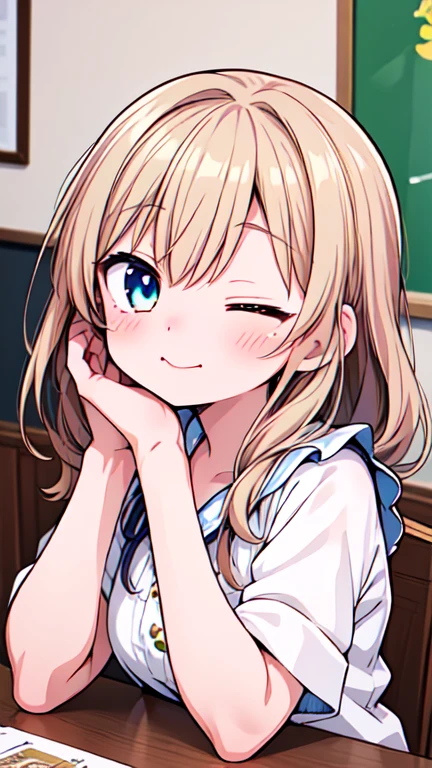 Let's think step by step,Highest quality, masterpiece, Ultra-high resolution, 8k,Show anime style ,Soft Line Art, Digital Enhancement, shojo anime touch, shojo manga core, Flowing fabric, close, Soft Drawing, Ultra-Definition Digital Anime Art, Clear facial depiction, Super detailed girl cartoon character art, Ultra-detailed manga style, Highest qualityの色,(((Upper body close-up))), (Tabletop,Highest quality:1.4),(8k,RAW Photos,Like the picture:1.2), Detailed skin,Detailed face,Woman with short brown hair, Anatomically perfect hands,A little chubby,Small breasts,Small butt,Cute Face,(((Eyes closed,Mouth open))),Laughing happily