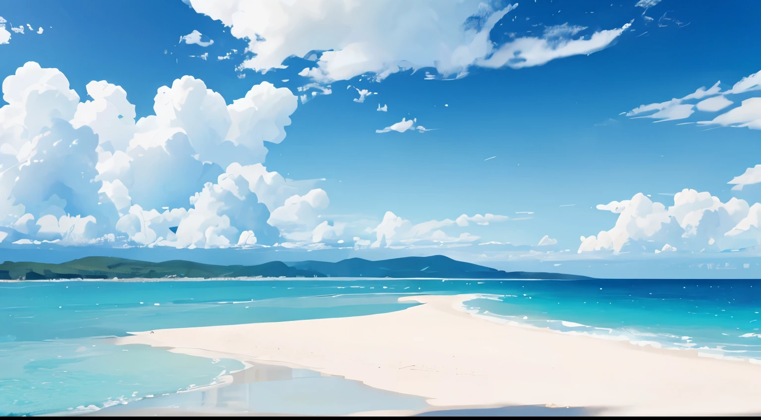 blue sea　White cloud　Clear sky　Beautiful landscape photos　high resolution