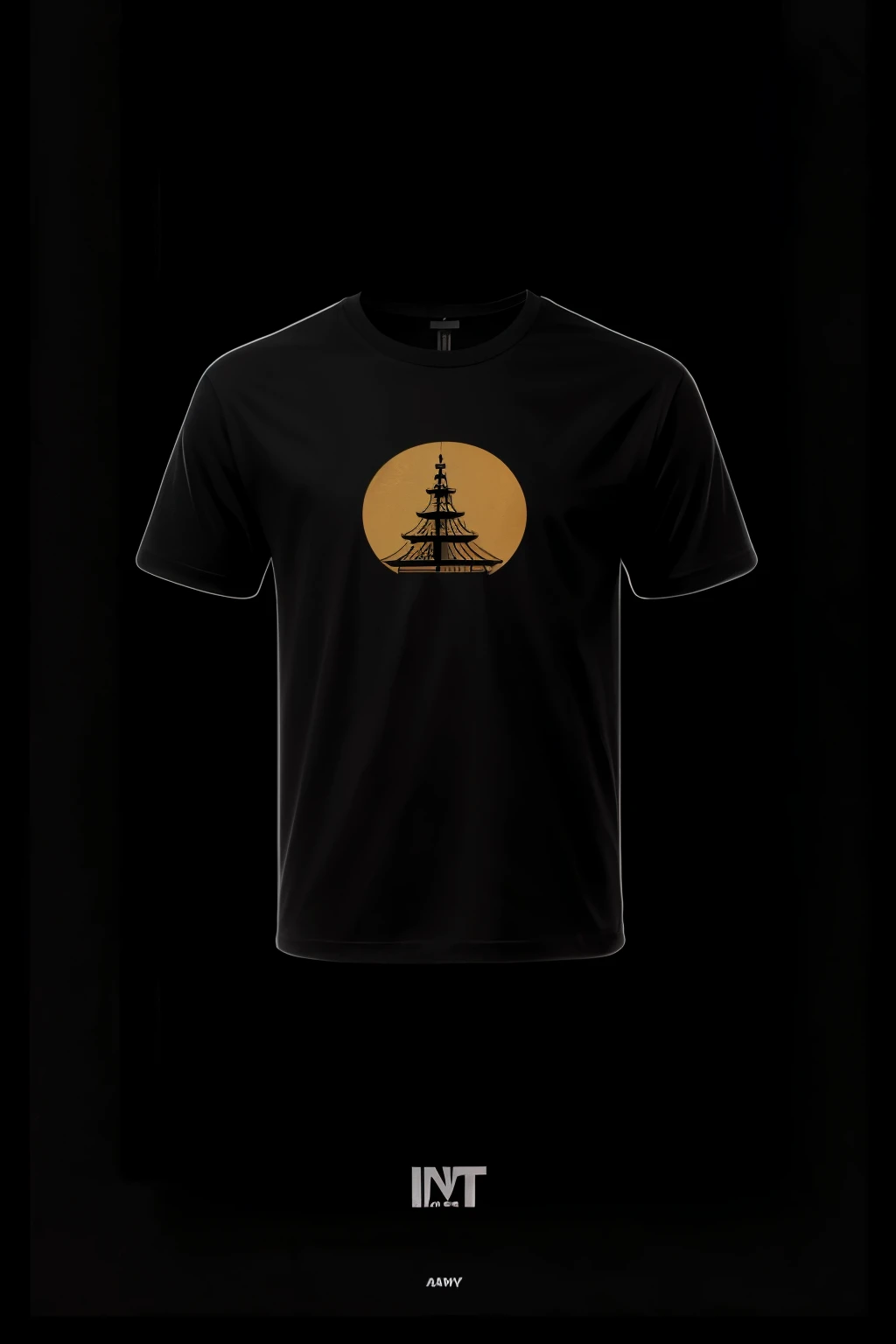 metal_tee,vector digital illustration,(black background:1.5),drawing of a minimalist tattoo,zavy-ctsmtrc,isometric,east asian architecture, temple,, (masterpiece, best quality, high quality, highres, ultra-detailed),
