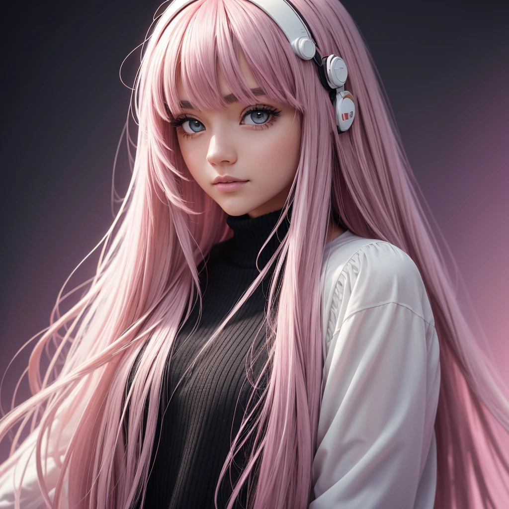 "Turn your ideas into a visual masterpiece with our AI platform. Our advanced technology allows you to create high-quality images with stunning detail, from long intricate hairs to the depth of brown eyes. Capture your unique style with pink hair and deep white Emo clothes, all on brilliant gradient backgrounds and LEDs to add edge. With RAW and film grain shooting 1.1, Your portrait photos will have an extremely realistic quality that will leave viewers in awe."