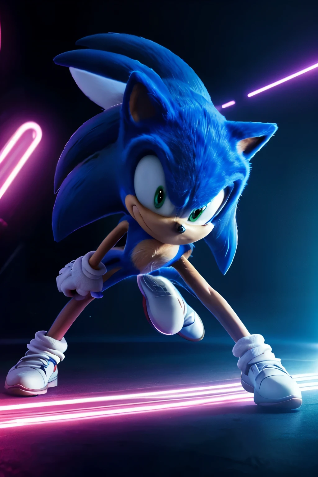 (a stunning) (masterpiece:1.2), (8k, high-resolution), (sonic:1.1), ((vanilla the rabbit fusion with sonic:1.2)), (seductive), (revealing)black clothes,(boldly colored) (intense) menacing look, (alluringly) sultry, (mysterious) dark room, (provocative) lighting, vibrant colors