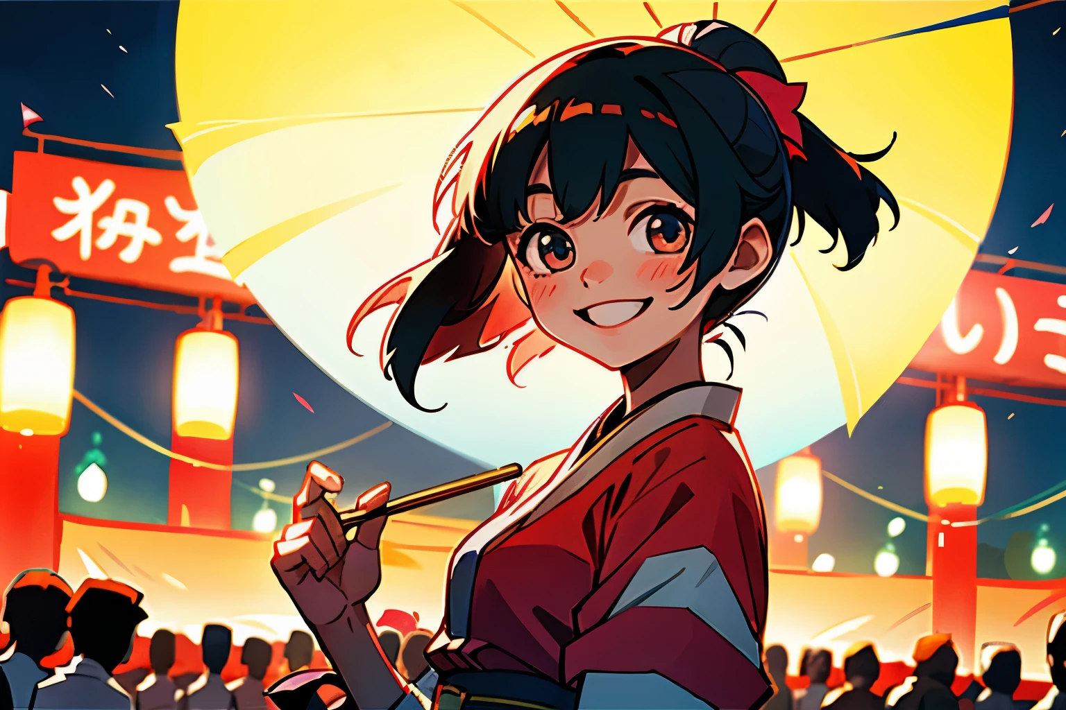 Summer Festival、yukata、night、girl、smile、fun