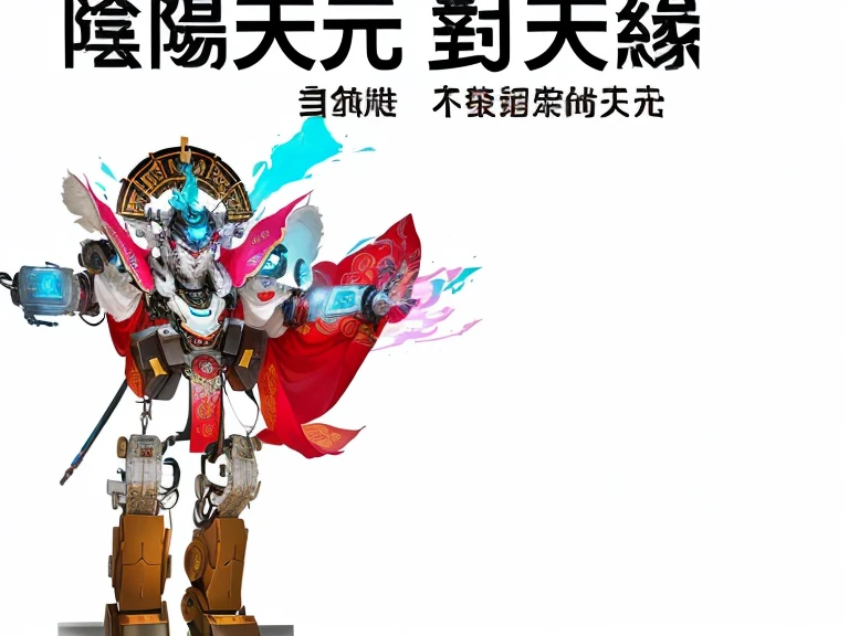 There is a poster,It has a picture of a man in costume., Chinese Ghost Festival, ( ( AI Art God King ) ), xianxia hero, Anime cover, Background image, Hungry Ghost Festival, Chiba Yudai, Title Chinese characters, Simple futuristic robot queen
