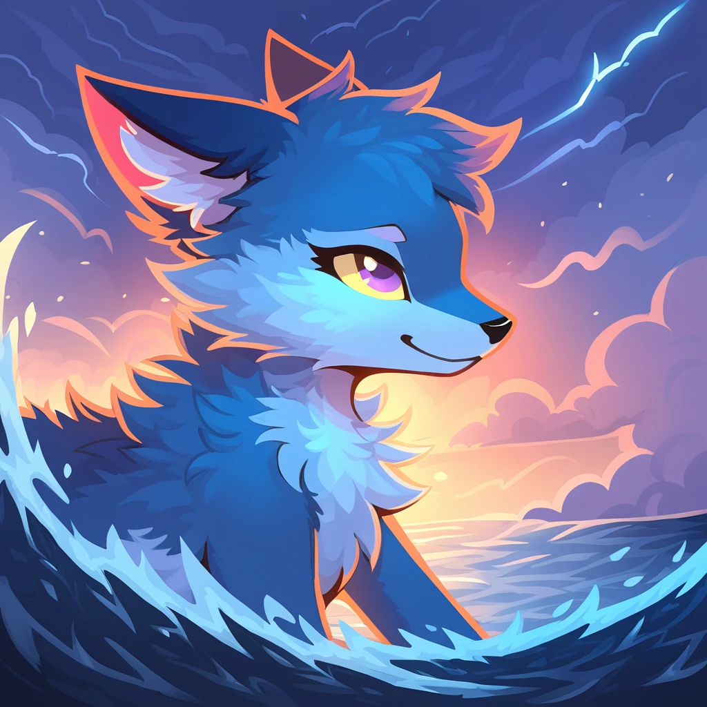 With fur like whispers of twilight's grace in storm art style