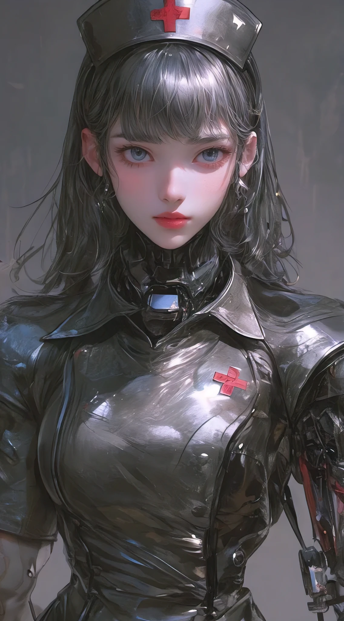 (best quality, )in the future, nurses are autonomous female androids that assist in hospitals and adhere to strict robotics law and medical law