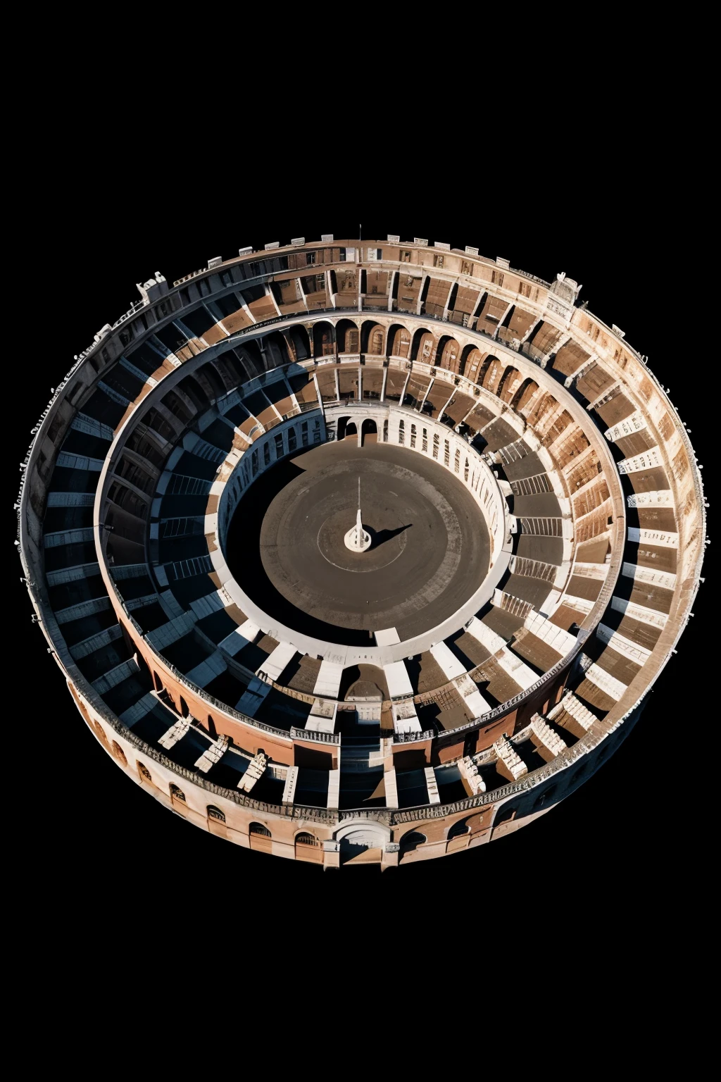 rome coliseum isometric, 3d model, black background