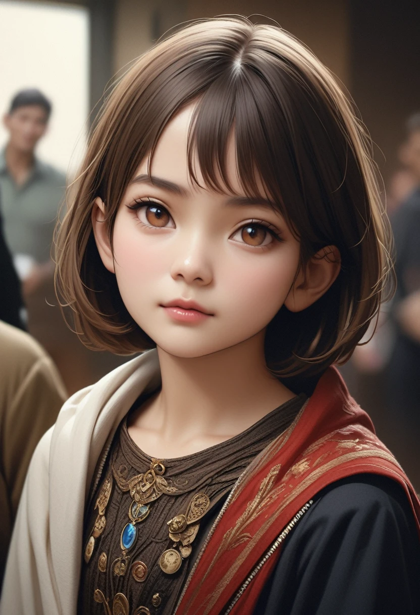 masterpiece: 1,2, (Highest quality), Realistic, (The real picture, Intricate details, Young people who look like they're in their 20s々A teenage girl with a cute face, Depth of written boundary), (1 girl, alone), compensate, Laughing happily, A friendly smile, Very detailed, Perfect Face, (Above average breasts: 1.8), (Skin Dentition), Natural thighs, Hips in balance with the body, Charm waist, Beautiful and shining lips, Moderate muscle, (Long black hair: 1,2), (Beautiful bright golden eyes), Charm, Hall々And, moving, Wearing a pure white dress, chinese oriental dress, Posing for the audience alone, Background setting of the Chinese Oriental Museum.