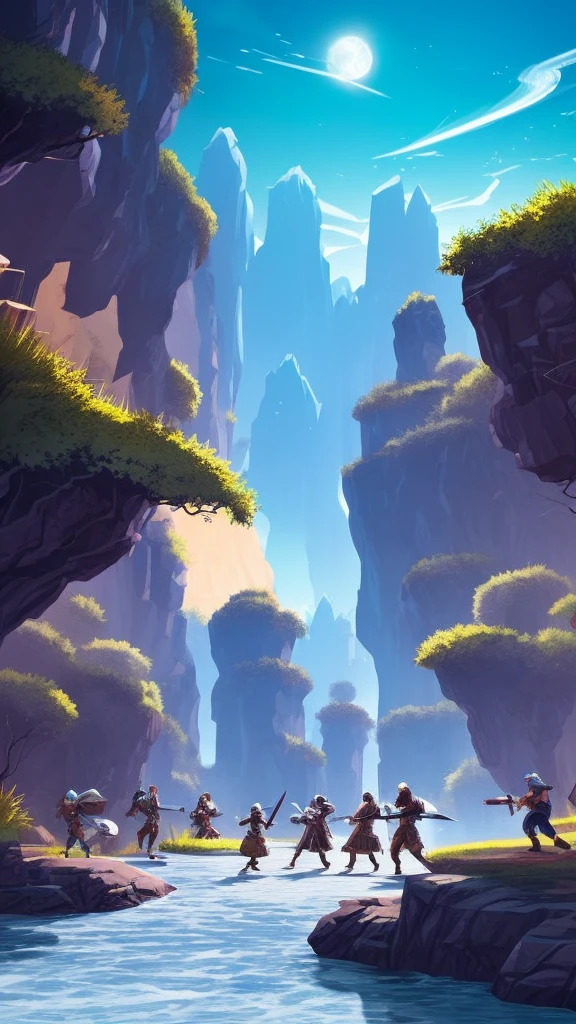 Thumbnail-style scene of adventurers fighting in another world