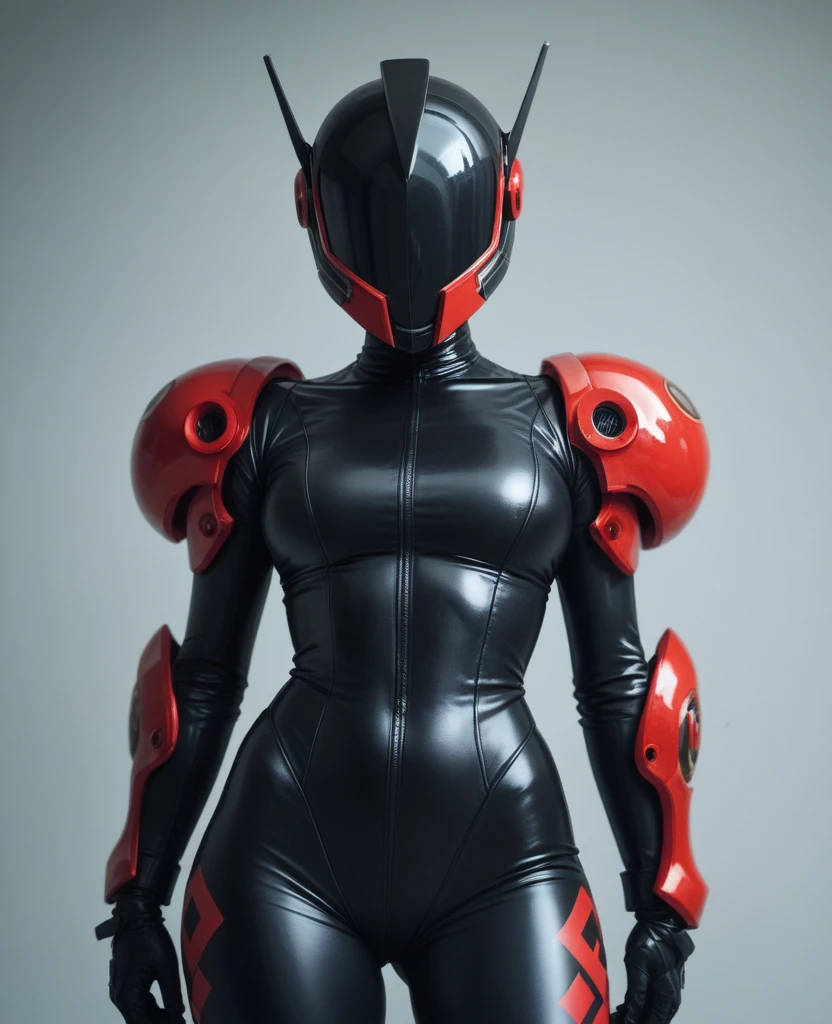 Kamen Rider Woman、Black Helmet、赤い目、Black bodysuit、Red pattern