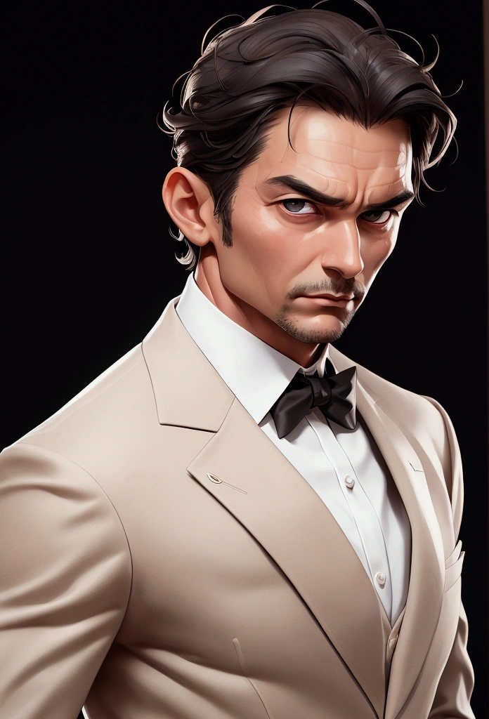 Focus on face, Elegant man in his 40s, Serious look