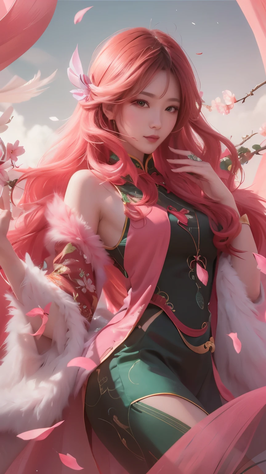 8K, 1.4 times more realism,Ultra HD, High Detail, Super eye details,cheongsam,Long legs