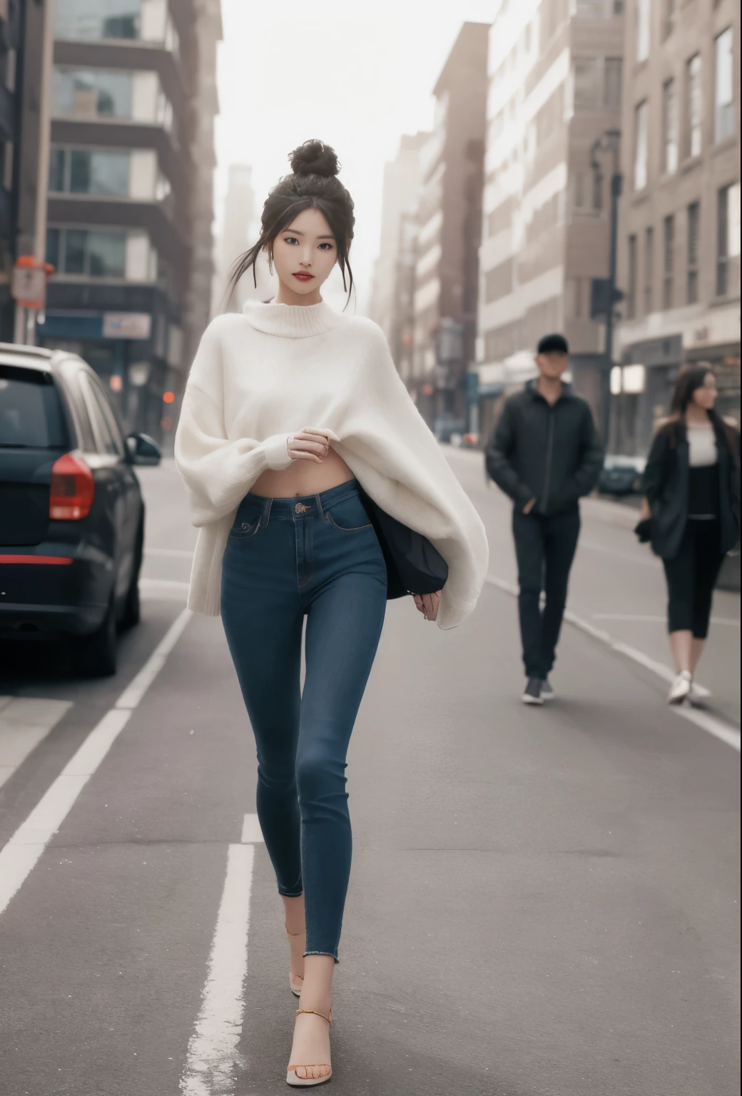 Create an image of our model walking down the street