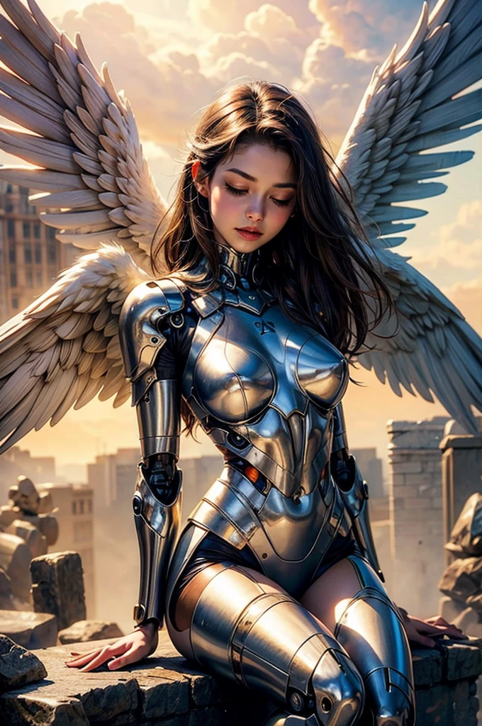 (best quality), ((ultra realistic)), ((detailed face)), (masterpiece), (perfect angel dagger), ((high-angle)), angel of doom flying over the blue-green earth, very big majestic wings, angel holding glowing a magical warrior dagger, harsh descent towards the planet from outer space, glow with power, gleaming armor glinting in the starlight, planet swirling with blues and greens under a hazy atmosphere, powerful, perspective , epic dark fantasy artwork, dynamic motion, 32k UHD, hyper-realistic, glowing, precisionist lines, cinematic, ultra details
