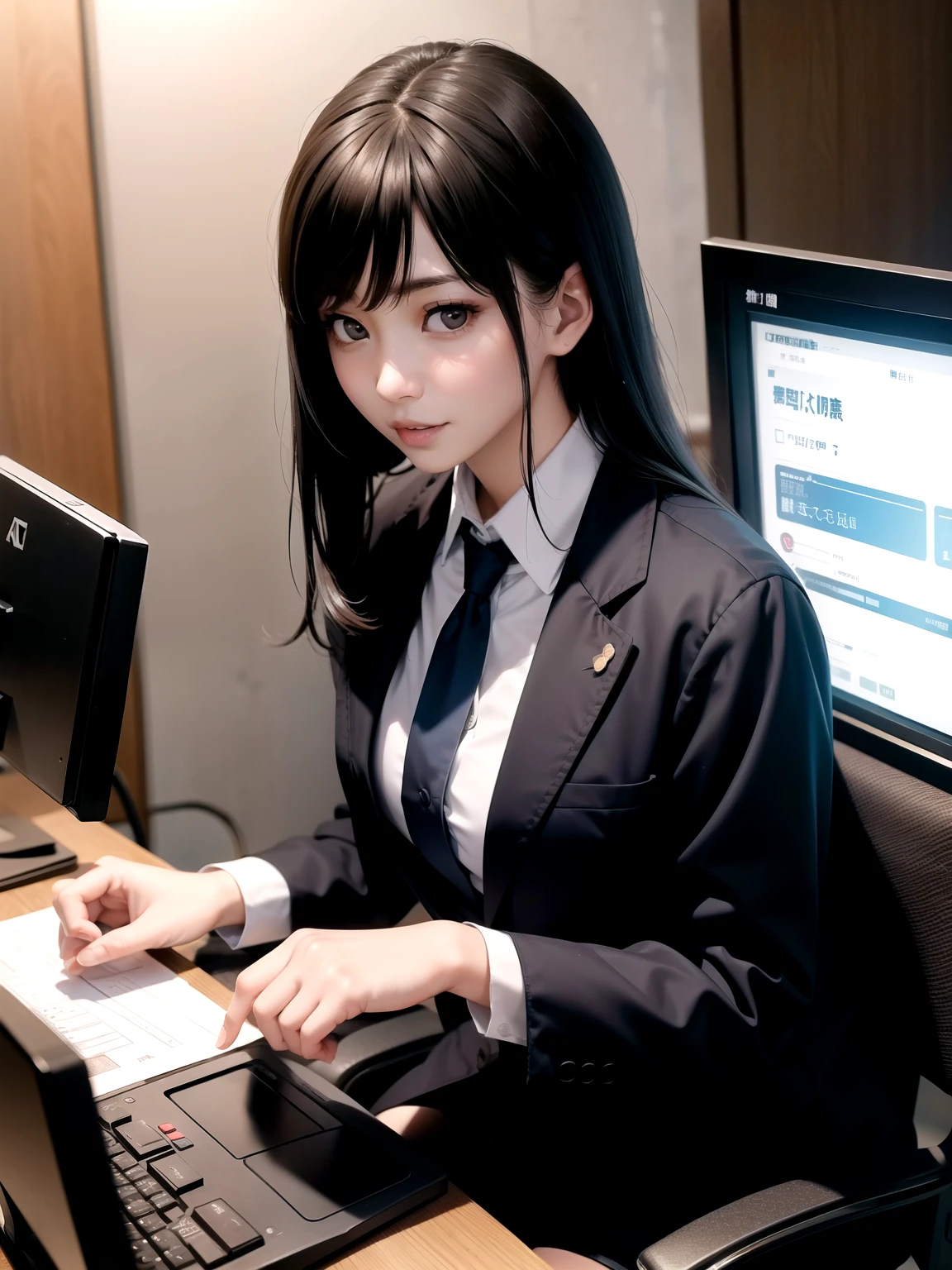 28-year-old Japanese woman,((alone))((Female bank employee in uniform))((Inside the bank&#39;Kitchen))(非常にdetailedな肌)(Beautiful female body)(((Rear View)))(美しいBig Breasts)(Big Breasts)(Pale skin)(Pointed Chest),(????? nipples)(Best image quality)(Surreal portrait),(8k),(Ultra-realistic,最high quality, high quality, High resolution)(high quality texture)(Attention to detail)(Beautiful details)(detailed,Extremely detailed CG,detailed Texture)(Realistic facial expressions,masterpiece,in front,dynamic,bold),(((short pixie cut))),(Very thin hair)(Super Straight Hair:1.5)( sleek bangs,Very light coppery amber hair,Hair in one eye)(((She is giving a speech in front of the other employees...)))(((The butt is facing the viewer)))(((Accentuate your butt、arched back)))((((In the hot water room)))　(((Stick your butt out)))　(((Accentuate your butt crack)))　(((She is spreading her legs boldly)))　(((The lines of the body are clearly visible)))、(((Depiction of beautiful fingers)))　(((Beautiful body depiction)))　(((Leaning forward)))、(((Full body photo)))　(((Correct ankle orientation)))(((Correct number of legs)))　(((Accurate Body Composition)))　(((正確な後ろからのFull body photo)))(((Exact number of hands)))