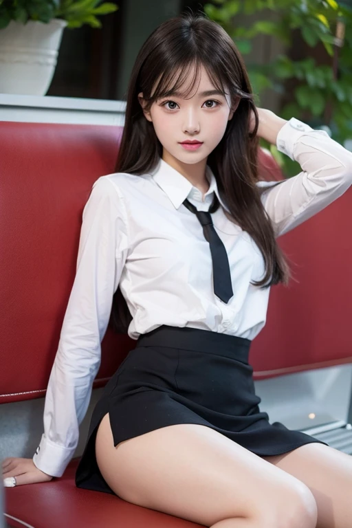 Young girls,Short skirt,,,Sexy,,sit,There's nothing under the skirt.,front