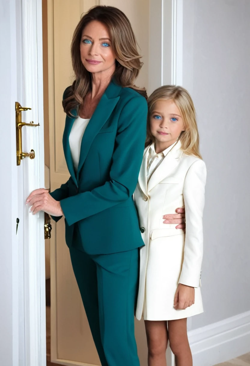 The 45-year-old millionaire, with dark brown hair and blue eyes, in an elegant suit, It is located at the door of a modest but cozy house, handing the 6 year old girl to her mother. The girl, with blonde hair and green eyes, with light skin, runs into his mother&#39;s arms, a woman in her 30s, with light brown hair and brown eyes, by tez clara, who receives her with tears of relief and happiness. The millionaire watches the scene with a warm and satisfying smile.. The house is surrounded by a small garden, with colorful flowers and a clear sky at sunset, bathing the scene in golden light. The atmosphere is one of happiness and gratitude, with a feeling of happy ending and family togetherness. - with 16:9 Capture your raw humanity with a Canon EOS 5D Mark IV camera paired with a Canon EF 24-70mm f/2.Spring 8L II USM. Set the aperture to f/4, ISO to 800, and use natural lighting for authenticity.
Get an output resolution of 6720 x 4480 pixels to preserve every detail.