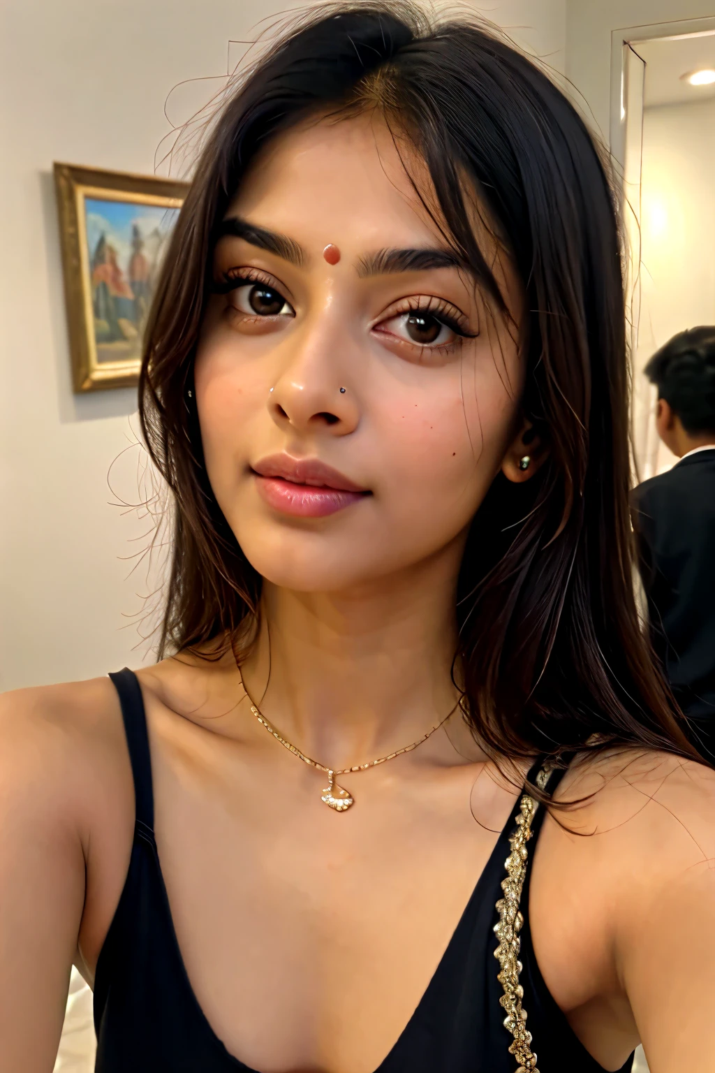 ((best quality)), ((masterpiece)), (detailed), Beautiful indian woman, Taking a casual selfie