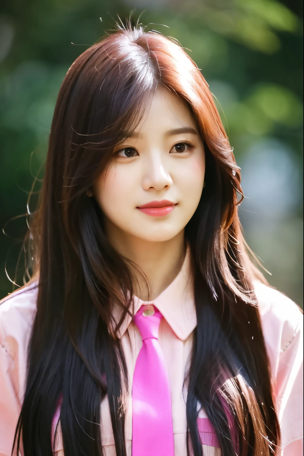 araffe woman with long hair wearing a pink shirt and tie, portrait of jossi of blackpink, jossi of blackpink, portrait of female korean idol, jinyoung shin, bae suzy, portrait of kpop idol, jaeyeon nam, portrait jisoo blackpink, roseanne park of blackpink, lalisa manoban of blackpink, lalisa manobal, taejune kim